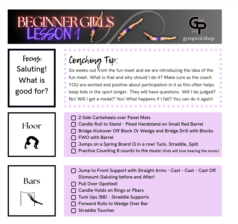 Pre-sale: 6 Week Beginner Lesson Plans for End of Year Routines on All Girls Events