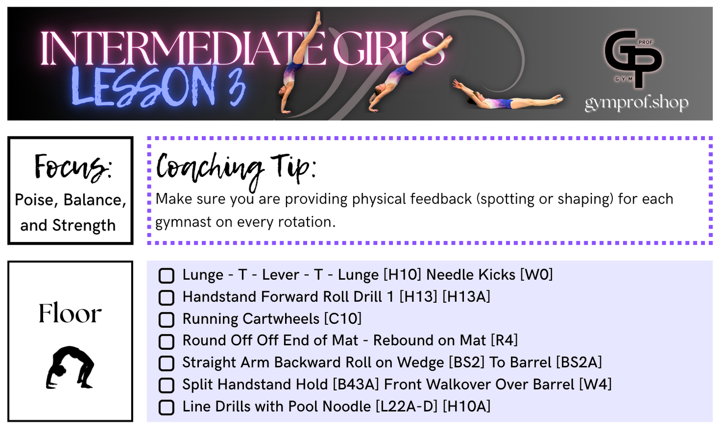 Intermediate Girls Lesson Plans 3 and 4