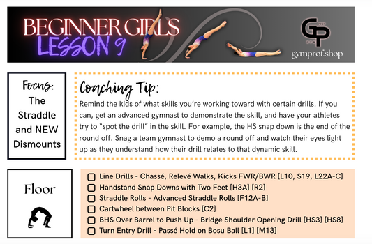 Beginner Girls Lesson Plans 9-10