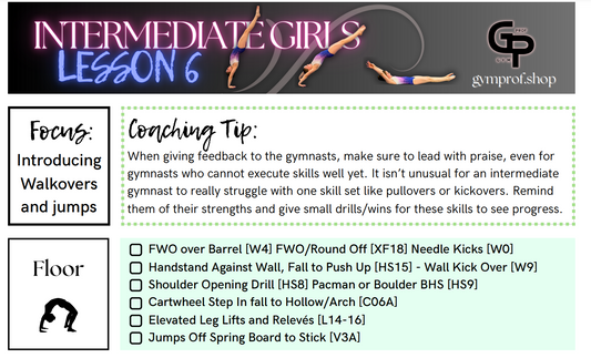 Intermediate Girls Lesson Plans 5 and 6