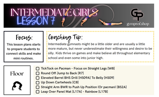 Intermediate Girls Lesson Plans 7 and 8