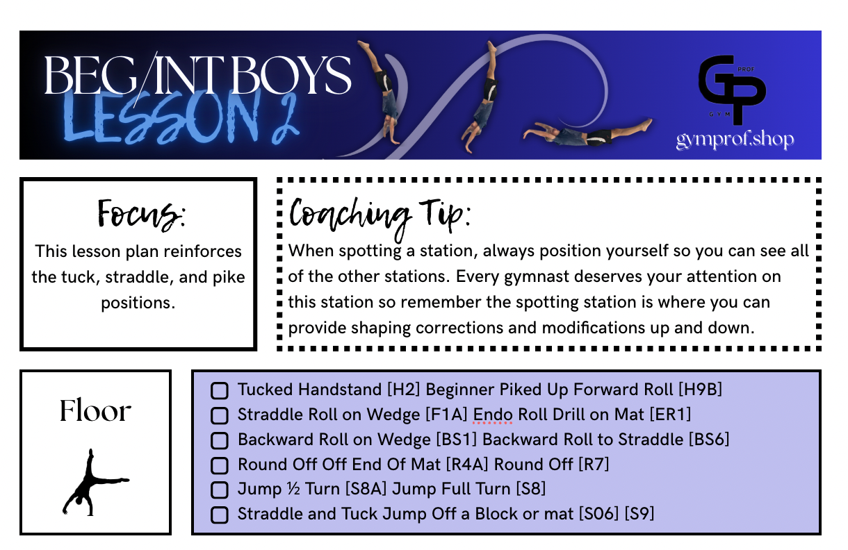 Beginner/Intermediate Boys Lesson Plan 1-2